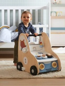 Chariot De Marche Avec Freins EN VOITURE SIMON En Bois FSC® Multicolore - Vertbaudet -Produits Pour Enfants chariot de marche avec freins en voiture simon en bois fsc 3