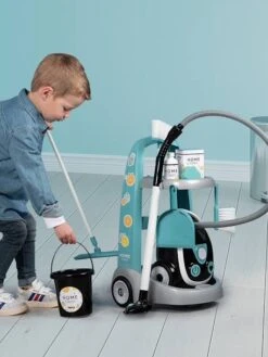 Chariot De Ménage Avec Aspirateur - SMOBY Bleu - Smoby -Produits Pour Enfants chariot de menage avec aspirateur smoby 4