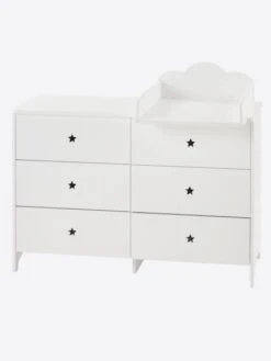 Commode 6 Tiroirs LIGNE SIRIUS Blanc Clair Uni - Vertbaudet -Produits Pour Enfants commode 6 tiroirs ligne sirius 4