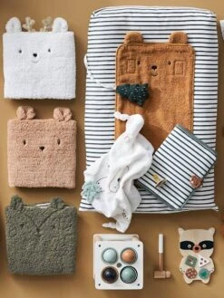 Doudou Carré + Hochet GREEN FOREST Multicolore - Vertbaudet -Produits Pour Enfants doudou carre hochet green forest 2