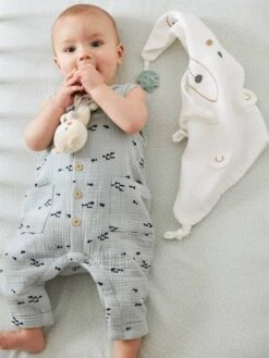 Doudou Carré + Hochet GREEN FOREST Multicolore - Vertbaudet -Produits Pour Enfants doudou carre hochet green forest 3