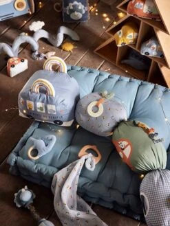 Doudou En Gaze De Coton + Hochet Bois EN VOITURE SIMON Multicolore - Vertbaudet -Produits Pour Enfants doudou en gaze de coton hochet bois en voiture simon 3