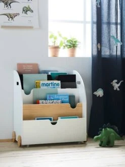 Etagère Pour Livres à Roulettes LIGNE SCHOOL Rose - Vertbaudet -Produits Pour Enfants etagere pour livres a roulettes ligne school 3