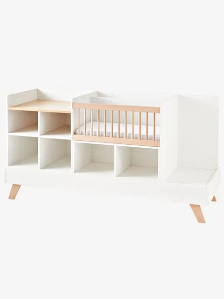 Lit Combiné 4 En 1 évolutif Avec Rangements Et Table à Langer COMBINID Blanc / Bois - Vertbaudet 6 Lit Combiné 4 En 1 évolutif Avec Rangements Et Table à Langer COMBINID Blanc / Bois - Vertbaudet – Image 4