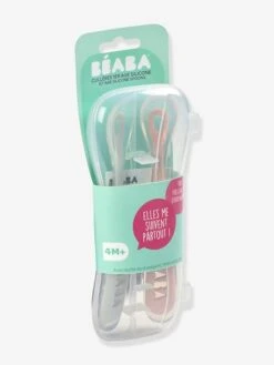 Lot De 2 Cuillères Ergonomiques D'apprentissage + Boîte De Transport BEABA Rose/gris - Beaba -Produits Pour Enfants lot de 2 cuilleres ergonomiques dapprentissage boite de transport beaba 2