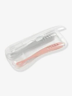 Lot De 2 Cuillères Ergonomiques D'apprentissage + Boîte De Transport BEABA Rose/gris - Beaba -Produits Pour Enfants lot de 2 cuilleres ergonomiques dapprentissage boite de transport beaba 3