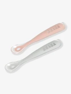 Lot De 2 Cuillères Ergonomiques D'apprentissage + Boîte De Transport BEABA Rose/gris - Beaba -Produits Pour Enfants lot de 2 cuilleres ergonomiques dapprentissage boite de transport beaba 4
