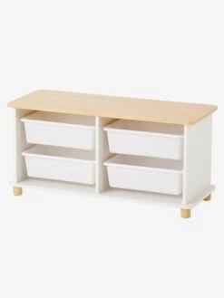 Meuble De Rangement + 4 Bacs LIGNE PTILOU Blanc/bois - Vertbaudet -Produits Pour Enfants meuble de rangement 4 bacs ligne ptilou 2