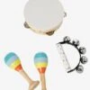Set 3 Instruments : Maracas, Tambourin, Grelots En Bois FSC® Multicolore - Vertbaudet