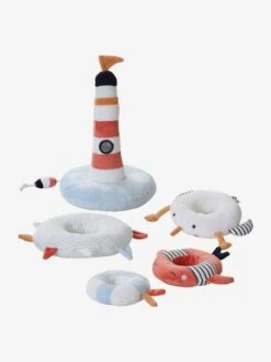 Tour à Empiler En Tissu LEON SUR LE PONTON Multicolore - Vertbaudet -Produits Pour Enfants tour a empiler en tissu leon sur le ponton 3